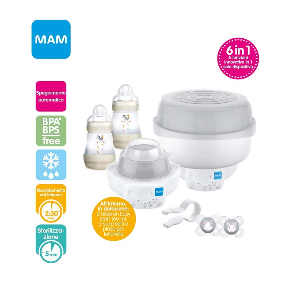 sterilizzatore per biberon 6 in 1 Riscaldatore di alimenti per bambini veloce e scongelamento Scalda senza BPA con display LCD Controllo accurato della temperatura per latte materno Scalda biberon 